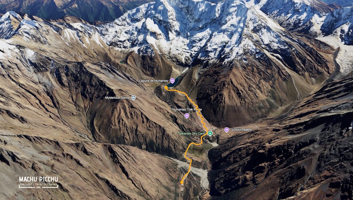 Mapa de ubicación de la Laguna Humantay desde Cusco, Perú