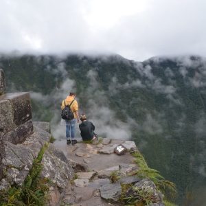 Huayna Picchu with persons and mountains