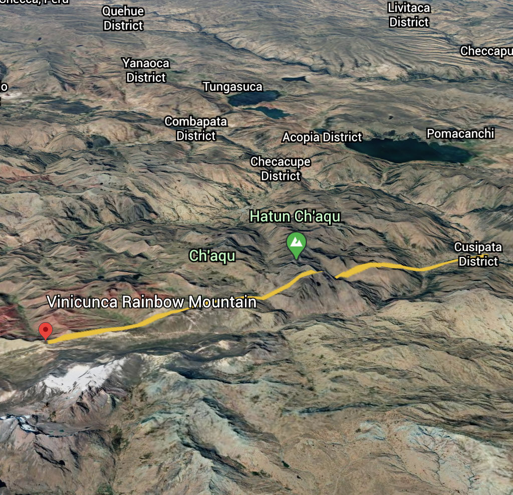 Rainbow mountain Peru Location and Map