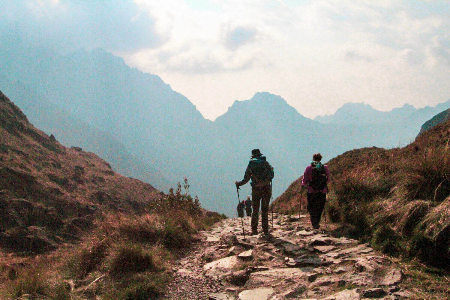 Inca Trail hike at the top of the mountains