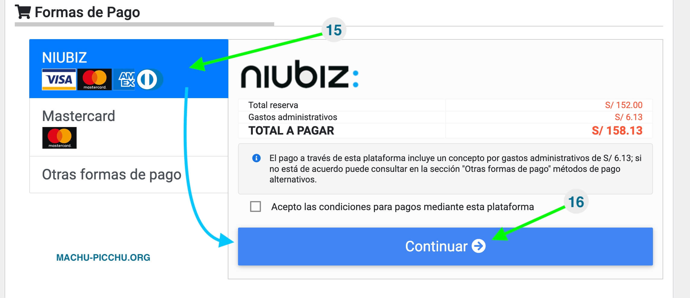 How to Buy Machu Picchu Tickets - Step 7 - Payments