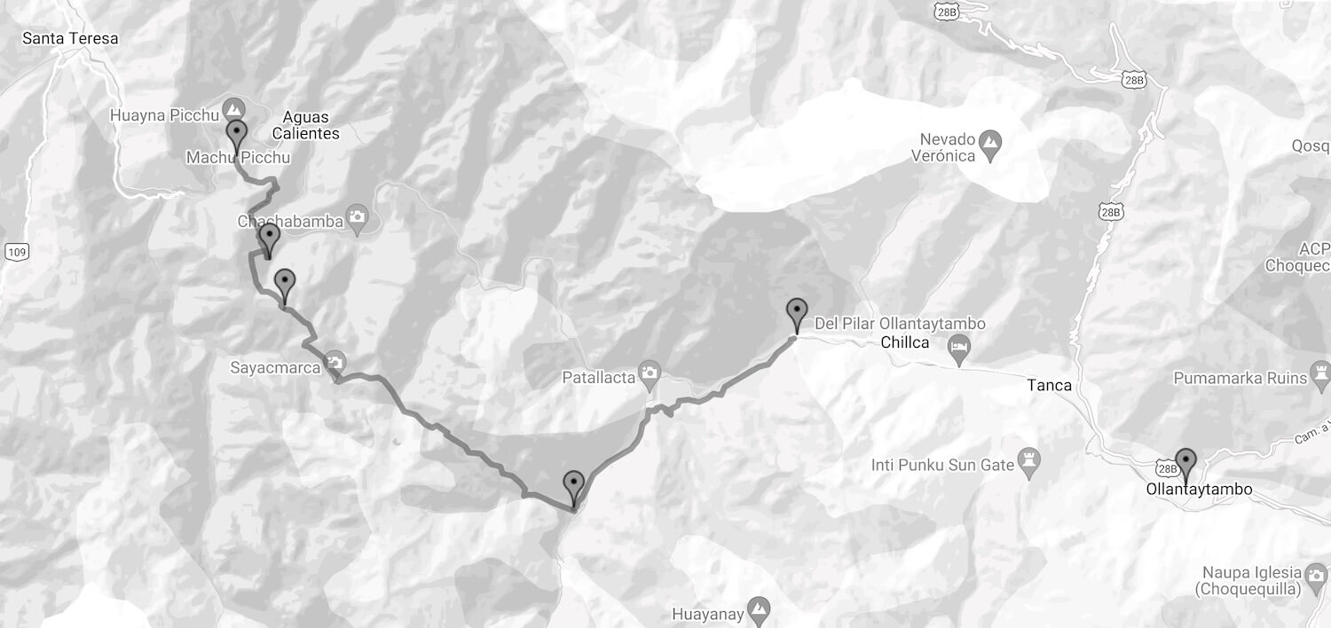 Inca Trail 4 Days Google Map