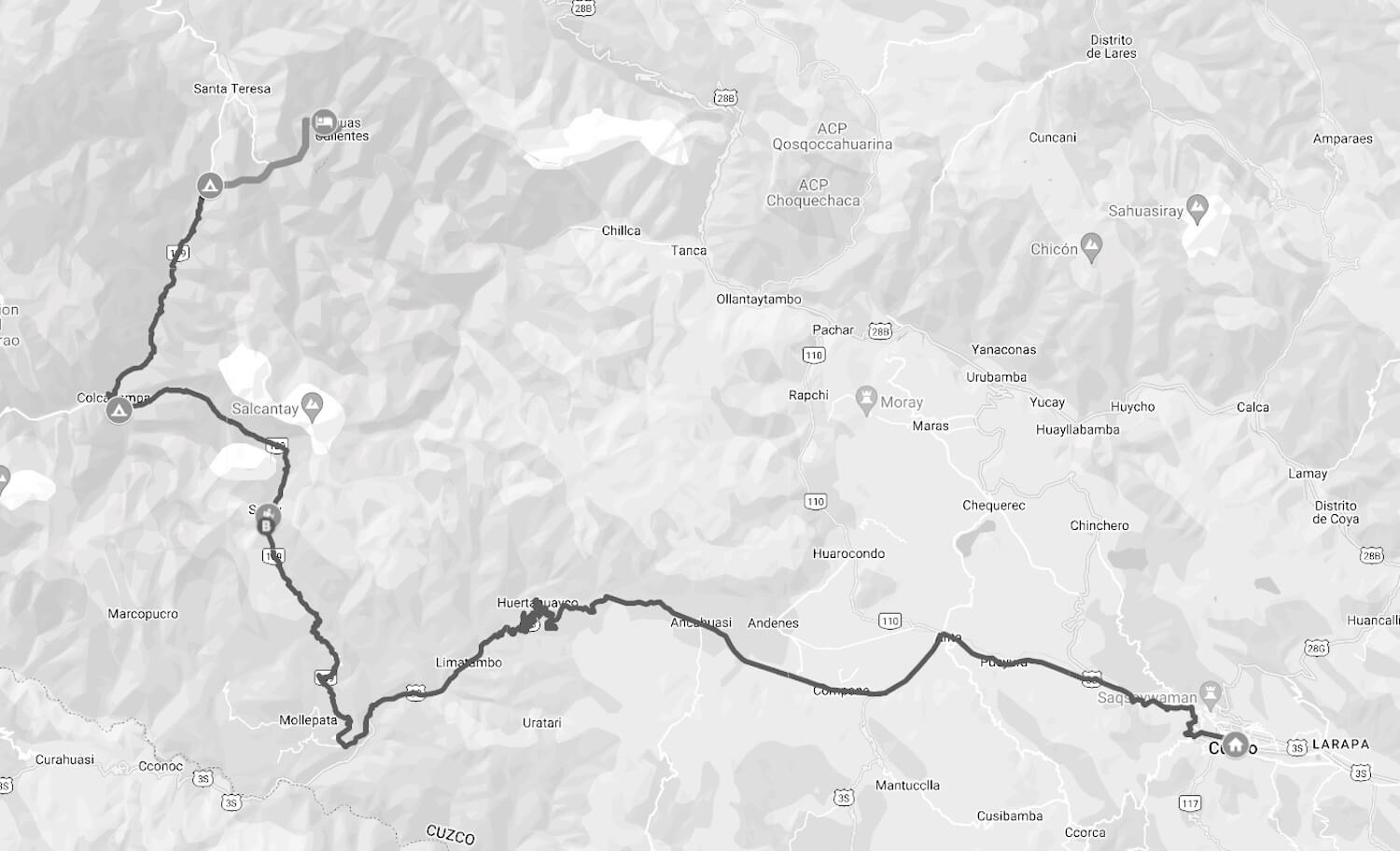Salkantay Trek 5 Days Google Map