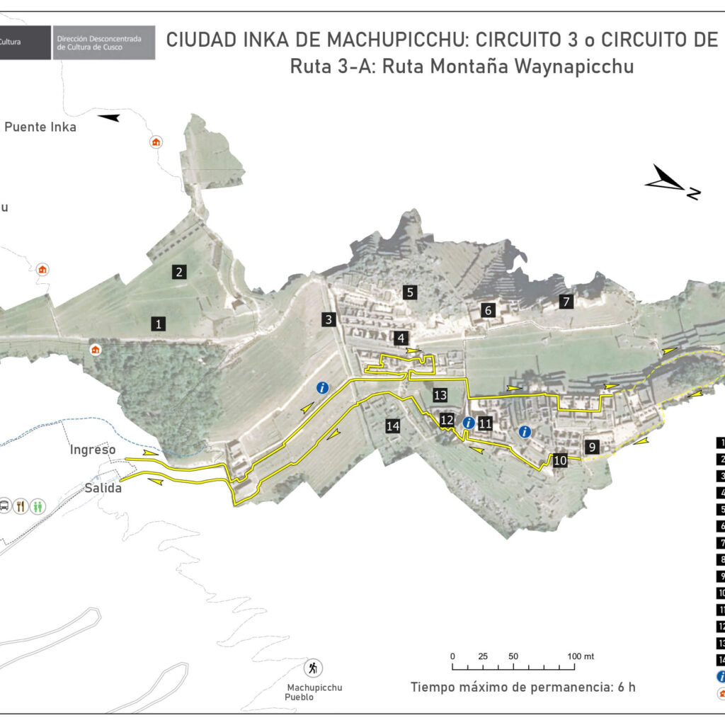 Circuit 3-A - Huayna Picchu Route Map